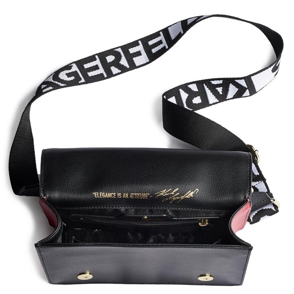 NWT KARL LAGERFELD PARIS Black Simone Flap Crossbody Purse w/ Dust Bag - Picture 2 of 15